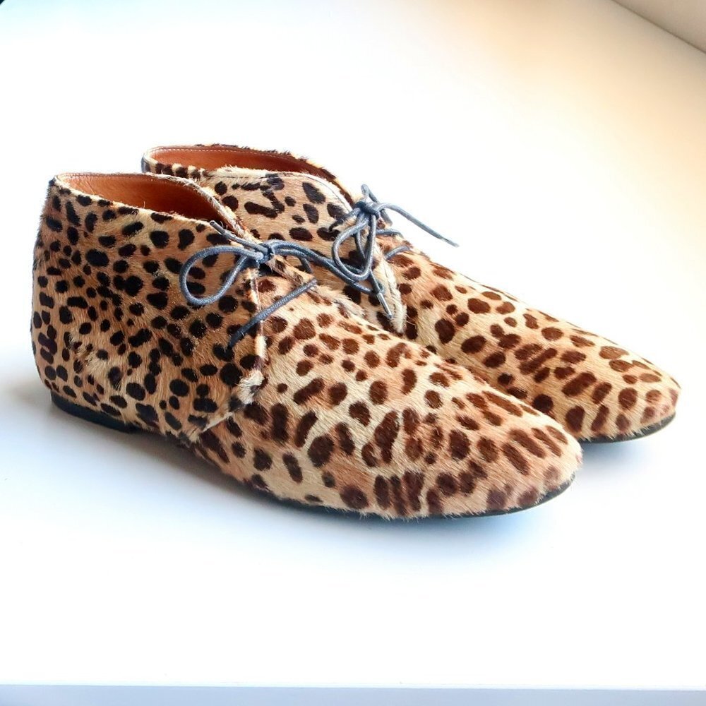 Isabel Marant Etoile Leopard Cheetah Calf Hair Lace-up Ankle Boots Booties 7.5 - Picture 12 of 16
